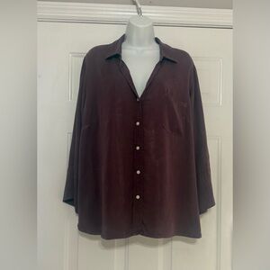 J.Jill Size XL Dried Plum Bell Sleeve Modal Rayon Blouse
